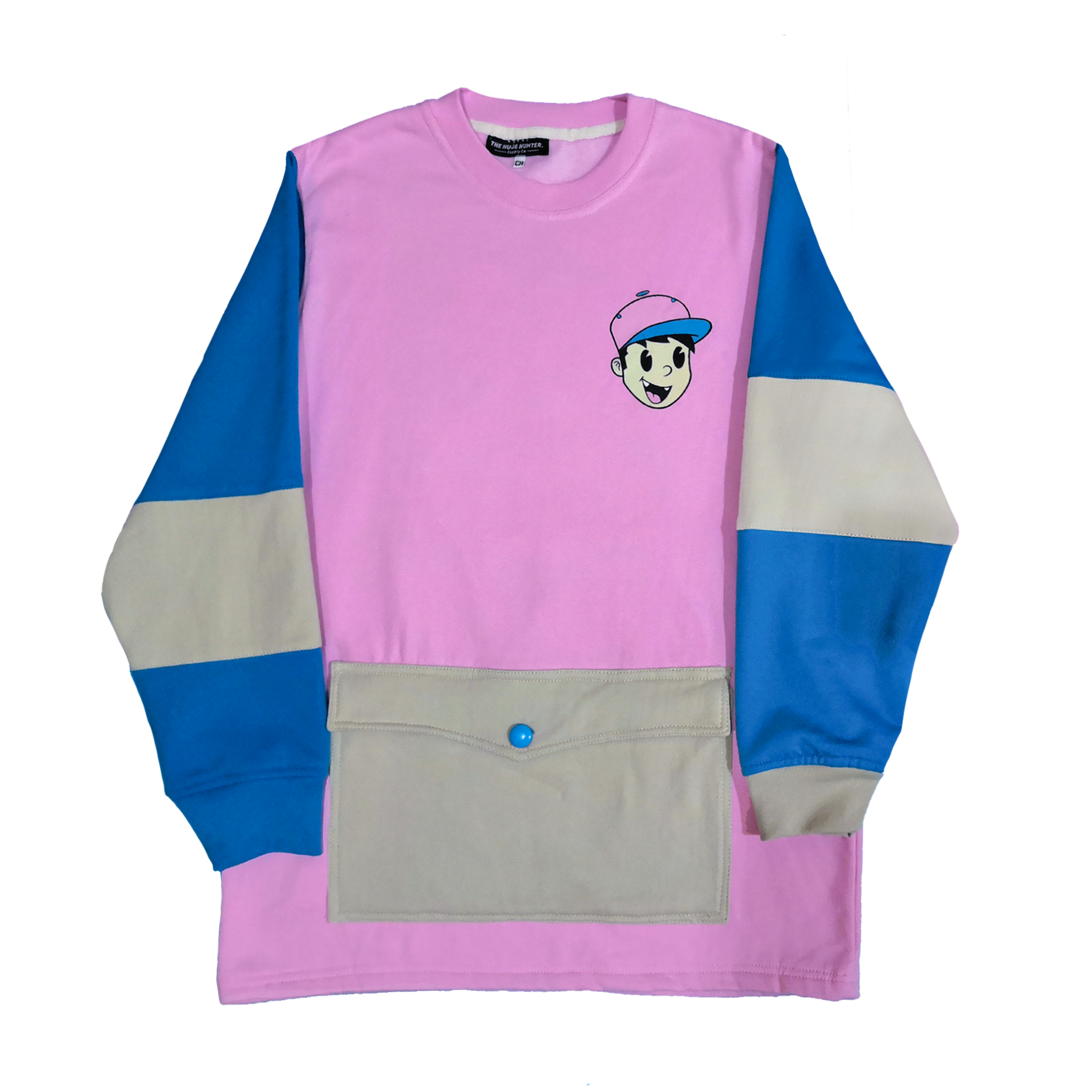 Sudadera color rosa, azul estilo skate con estampado en serigrafía niño graffiti