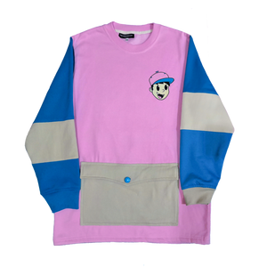 Sudadera color rosa, azul estilo skate con estampado en serigrafía niño graffiti