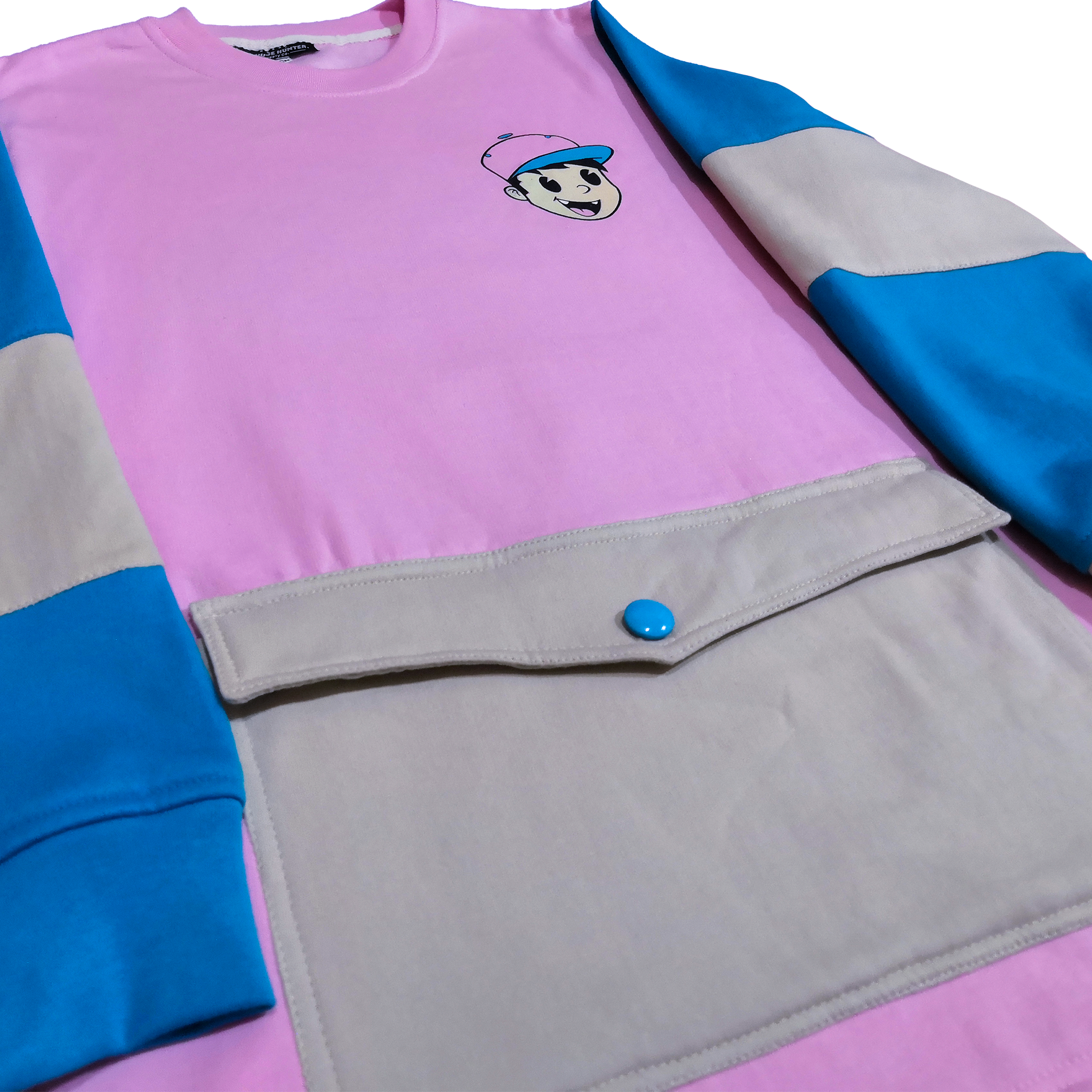 Sudadera color rosa, azul estilo skate con estampado en serigrafía niño graffiti