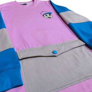 Sudadera color rosa, azul estilo skate con estampado en serigrafía niño graffiti