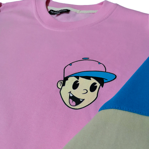 Sudadera color rosa, azul estilo skate con estampado en serigrafía niño graffiti