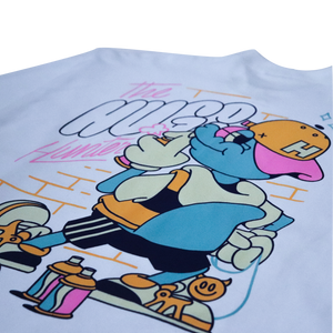 Playera blanca manga larga estampado dinosaurio graffiti  Editar texto alternativo