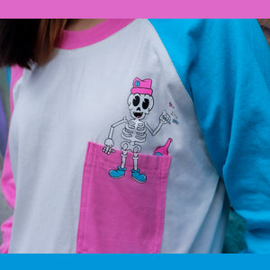 FUNNY SKULL RANGLAN CROP TOP